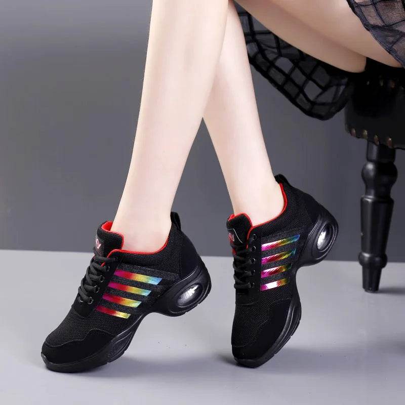 Dance sneakers for woman jazz shoes mesh Modern Outsole Dance Sneakers Breathable Lightweight Dancing fitness shoes for women - KICKSTART