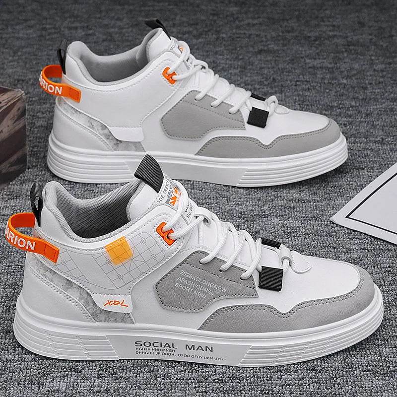 Men's Casual Shoes Skateboarding Shoes Lightweight high top Men Shoes Flat Lace-Up Sneakers Male Business Travel Tenis Masculino - KICKSTART