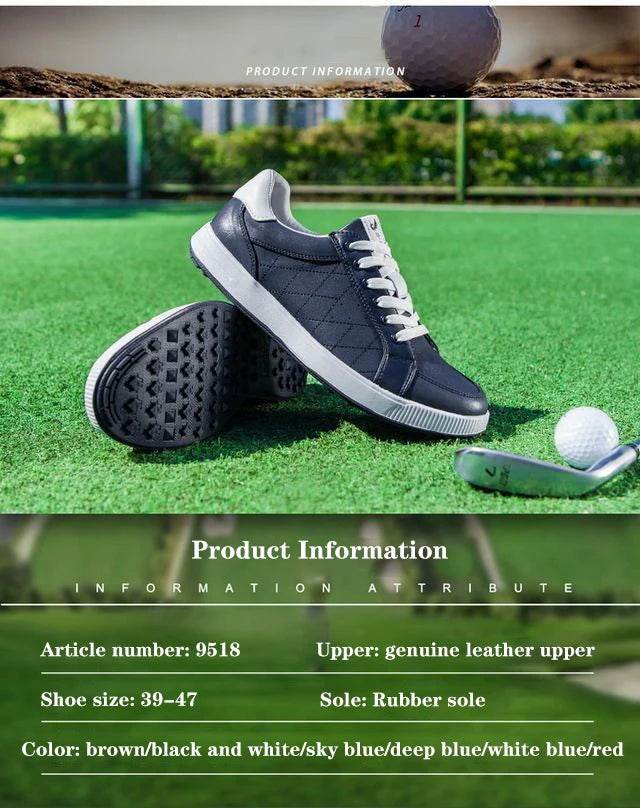 Men's Golf Shoes Genuine Leather Waterproof and Anti slip Sports Shoes Men's Golf Training Shoes - KICKSTART