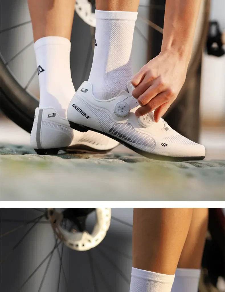 Sidebike ultralight 14 level hardness carbon fiber shoes road bike professional self-locking cleats cycling shoes breathing - KICKSTART