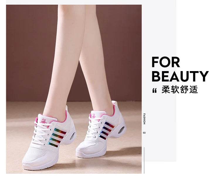 Dance sneakers for woman jazz shoes mesh Modern Outsole Dance Sneakers Breathable Lightweight Dancing fitness shoes for women - KICKSTART