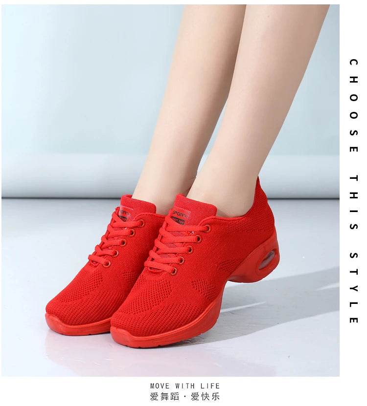 Dance sneakers for woman jazz shoes mesh Modern Outsole Dance Sneakers Breathable Lightweight Dancing fitness shoes for women - KICKSTART