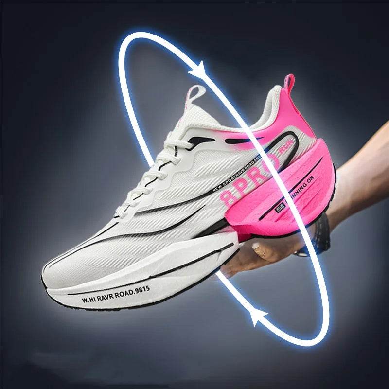 Sports Running Shoes Men Marathon Carbon Plate Air Cushion Breathable Ultralight Women's Comfortable Athletic Nonskid Sneakers - KICKSTART