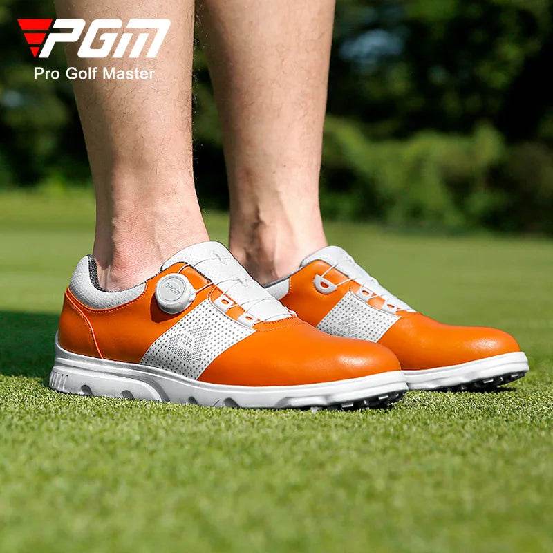 PGM Golf Shoes Men's Waterproof Sports Shoes Knob Lace Patent Anti Slip Shoes Golf Men's Shoes Quick Lacing XZ303 - KICKSTART