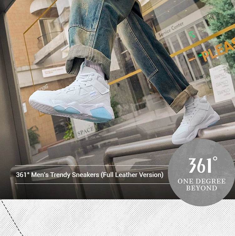 361 Degrees Men Skateboard Shoes Retro Leather Water-repellent Comfort Soft Lightweight Simple Classic Male Sneakers - KICKSTART