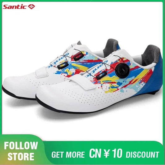 Santic 2025 New Cycling Shoes Men Outdoor Glass Fiber Nylon Sole Pro Road Racing Shoes Auto-lock Road Riding Bicycle Sneakers - KICKSTART