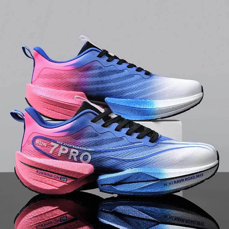 Speciality Carbon Plate Sports Running Shoes Marathon Air Cushion Men Breathable Lightweight Women Comfortable Nonskid Sneakers - KICKSTART