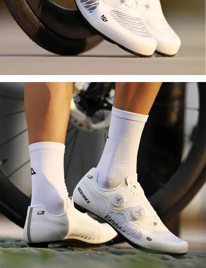 Sidebike ultralight 14 level hardness carbon fiber shoes road bike professional self-locking cleats cycling shoes breathing - KICKSTART