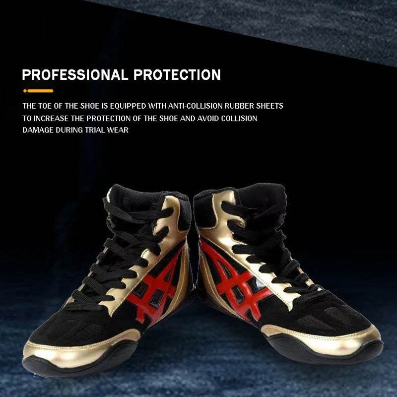 Mid Cut Mens Pro Boxing Boots Size 32-45 Breathable Non Slip Women Lace Sanda Wrestling Shoes Student Fighting Training Shoes - KICKSTART