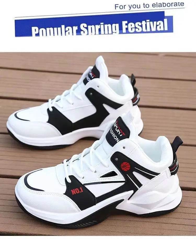 New High-top Basketball Shoes Men Outdoor Sneakers Men Wear Resistant Air Cushioning Baseball Shoes Male Breathable Sport Shoes - KICKSTART