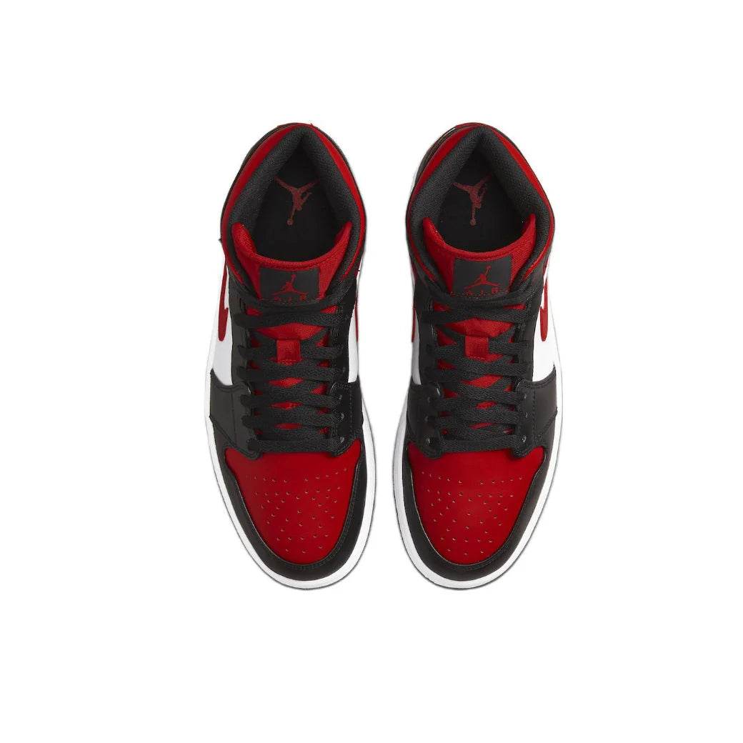 Nike Original Air Jordan 1 Mid Mens Retro Classic Basketball Sneakers Classic Black and Red Colorway - KICKSTART