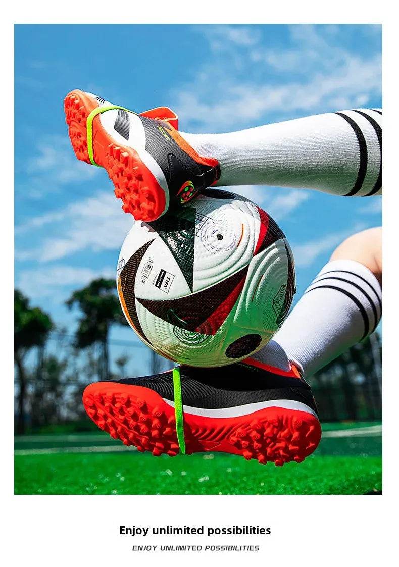 Nailart Soccer Shoes Meadow Source Youth Grass Seamless Knitted Training Shoes Football Boots For Outdoor Use - KICKSTART