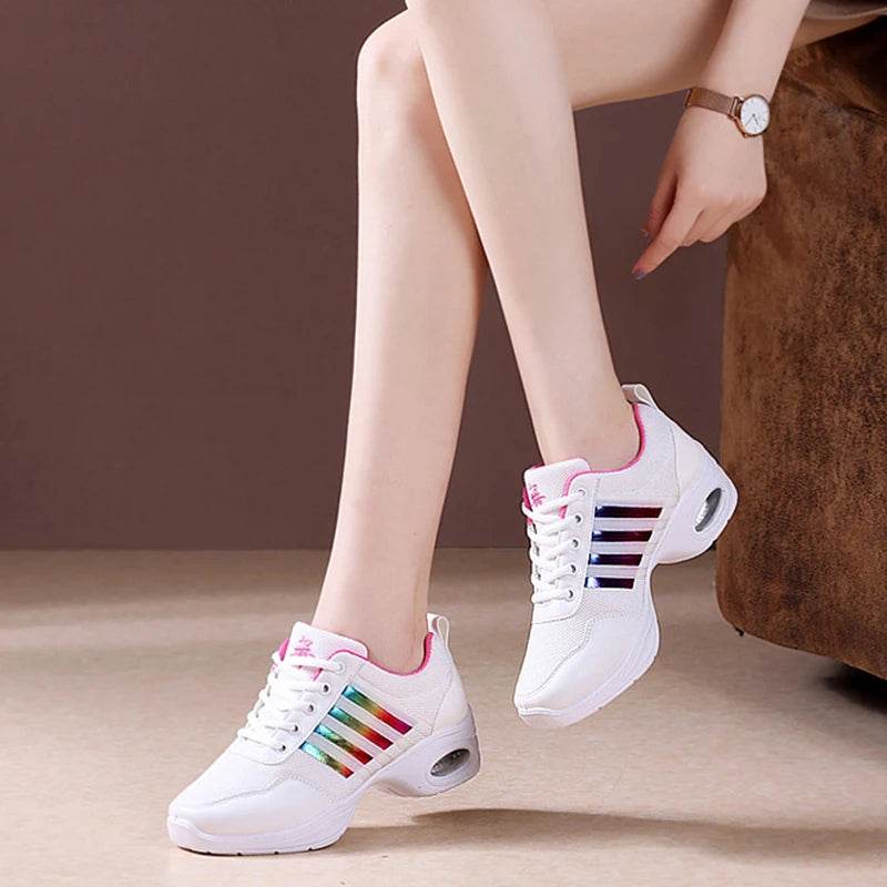 Dance Sneakers for Woman Jazz Shoes Mesh Modern Outsole Dance Sneakers Breathable Lightweight Dancing Fitness Shoes for Women - KICKSTART