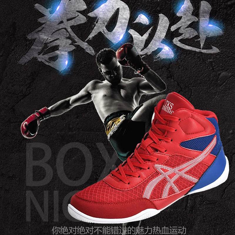 Men's Light Wrestling Shoes Breathable Mesh Boxing Sports Shoes Men's Training Boxing Shoes Black Gold Red Sports Shoes - KICKSTART