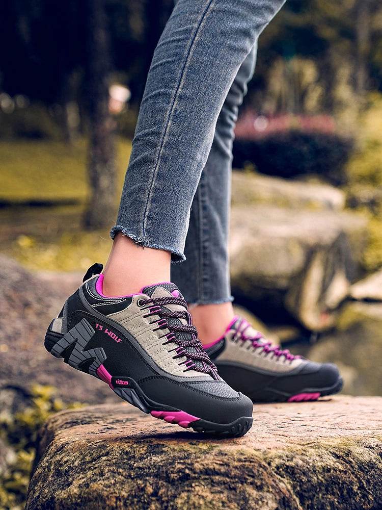 Outdoor Lover Trekking Shoes Men Waterproof Hiking Shoes Mountain Boots Genuine Leather Woodland Hunting Tactical Shoes - KICKSTART