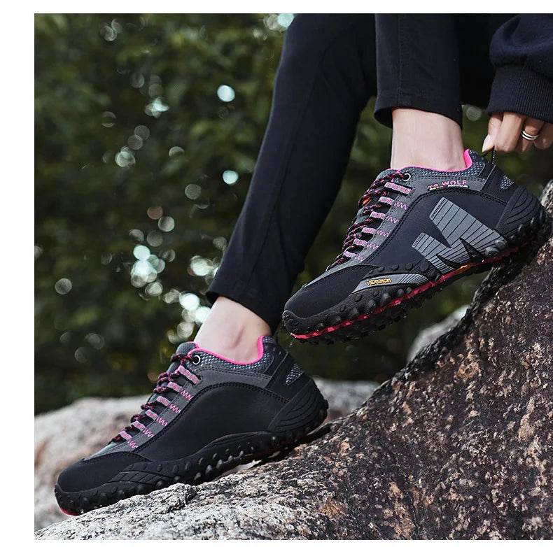 High quality Men's Trekking Shoes Genuine Leather Men Women Hiking Shoes Outdoor Waterproof Sport Climbing Men Sneakers - KICKSTART