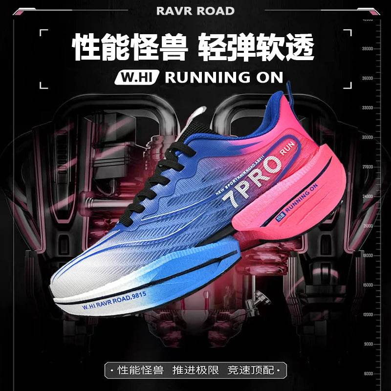 Speciality Carbon Plate Sports Running Shoes Marathon Air Cushion Men Breathable Lightweight Women Comfortable Nonskid Sneakers - KICKSTART