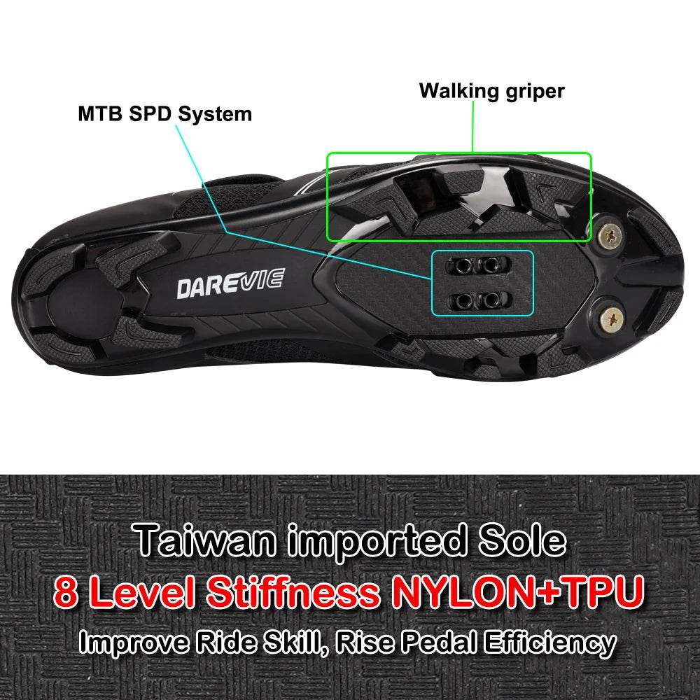 DAREVIE Cycling Shoes 2024 Newest MTB Self Lock Cycling Shoes Pro High Quality SPD Cleats Toe Cover Set Breathable Bike Sneaker - KICKSTART