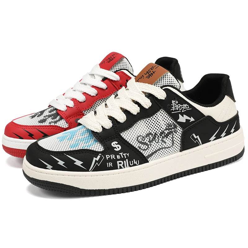 Brand Designer Red Men's Skateboarding Shoes Fashion Anime Sneakers Men Leather Casual Skate Sneaker Men Hip Hop Street Shoes - KICKSTART