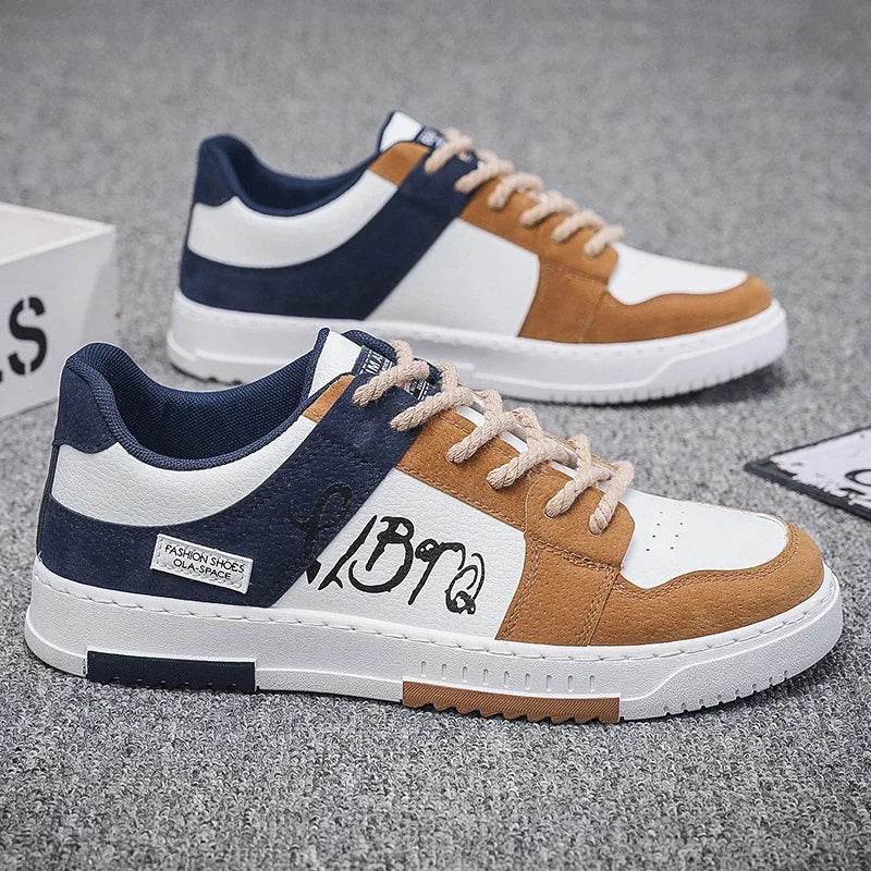 Mens Skate Shoes 2024 New PU Leather Casual Sneakers 2023 New Luxury Design Sports Shoes Korean Style Tennis Shoes for Men - KICKSTART