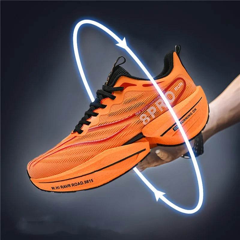 Sports Running Shoes Men Marathon Carbon Plate Air Cushion Breathable Ultralight Women's Comfortable Athletic Nonskid Sneakers - KICKSTART