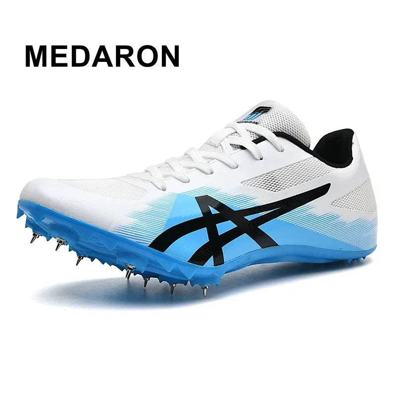 MEDARON Men Women Track Field 8 Spikes Sprint Sneaker Professional Athletic Nails Short Running Training Speed Sneakers - KICKSTART