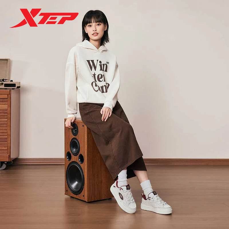 Xtep Low Skateboarding Shoes for Women 2025 Spring Thick Sole Heightening Breathable Lightweight Retro Sneakers 875118310017 - KICKSTART