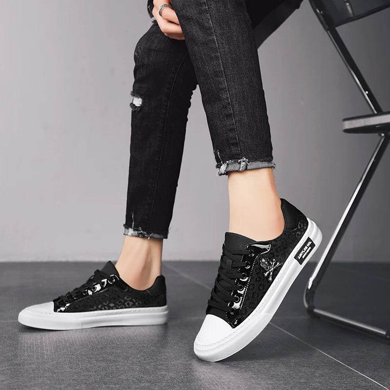 Hot Sale Fashion Skateboard Shoes Men Luxury Silver Sneakers Designer Skate Sneakers Men Flats Leather Casual Men Shoes 2023 - KICKSTART