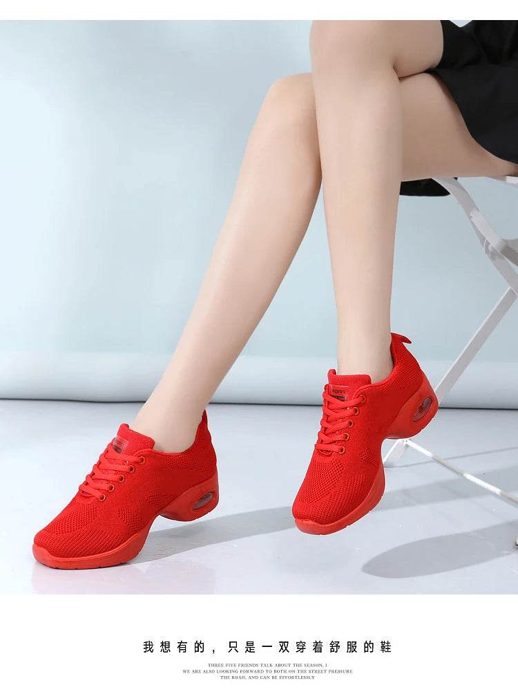 Dance sneakers for woman jazz shoes mesh Modern Outsole Dance Sneakers Breathable Lightweight Dancing fitness shoes for women - KICKSTART