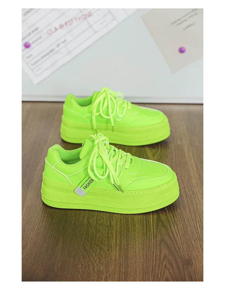 New Fashion Green Skateboard Shoes for Men Comfy Height-increasing Platform Shoes Men Non-slip Sports Shoes Zapatillas De Skate - KICKSTART