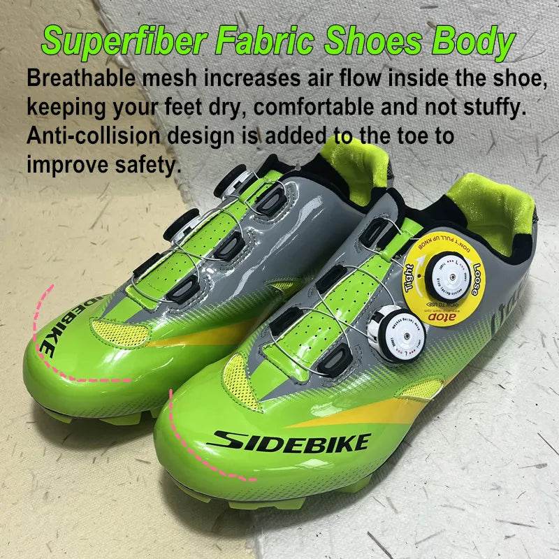 SIDEBIKE Nylon Cycling Sneaker Mtb Mountain Bicycle Shoes Breathable Men's Sneakers Atop Knob Sport Shoes for Adults - KICKSTART