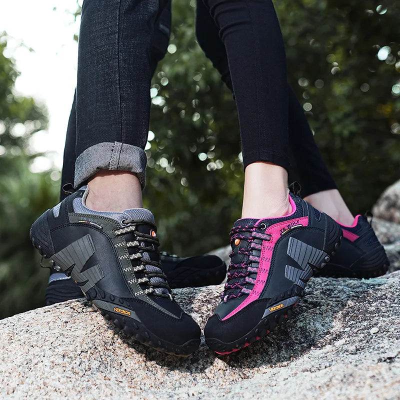 High quality Men's Trekking Shoes Genuine Leather Men Women Hiking Shoes Outdoor Waterproof Sport Climbing Men Sneakers - KICKSTART