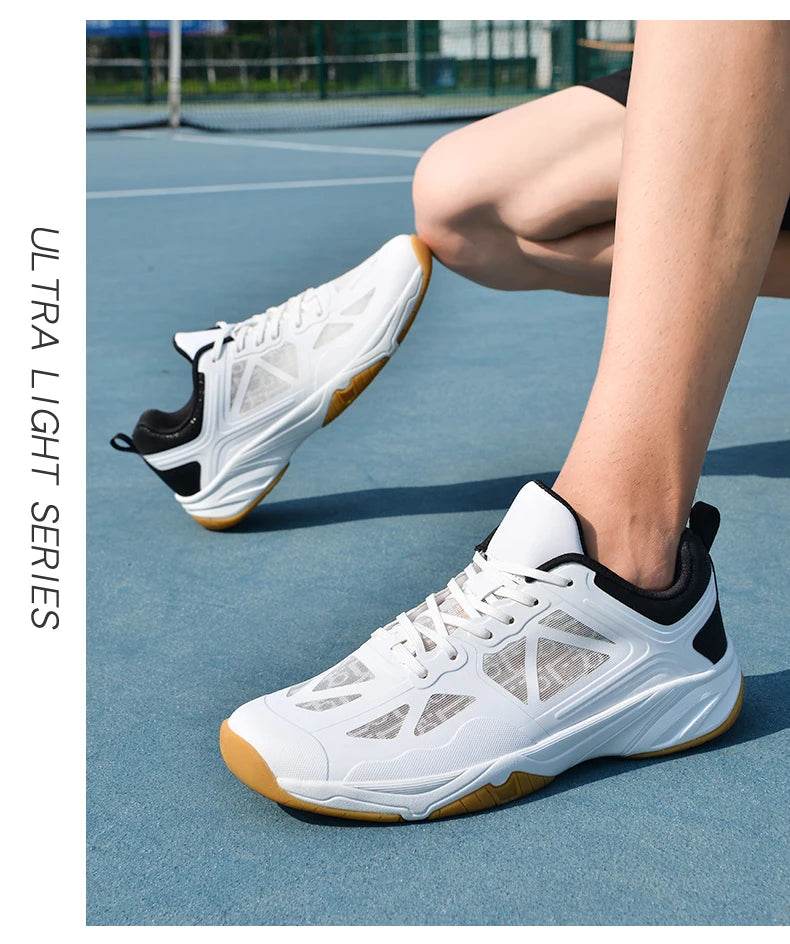 Unisex Men Women Badminton Squash Indoor Sports Shoes Ultra-light Rubber Sole Volleyball Table Tennis Training Sneakers - KICKSTART