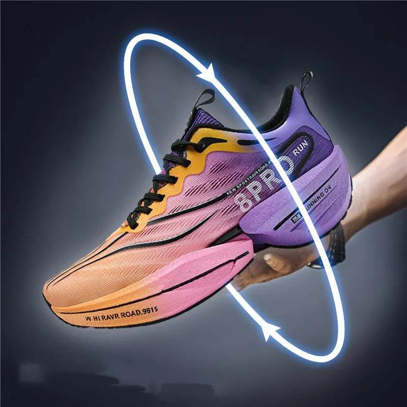 Sports Running Shoes Men Marathon Carbon Plate Air Cushion Breathable Ultralight Women's Comfortable Athletic Nonskid Sneakers - KICKSTART