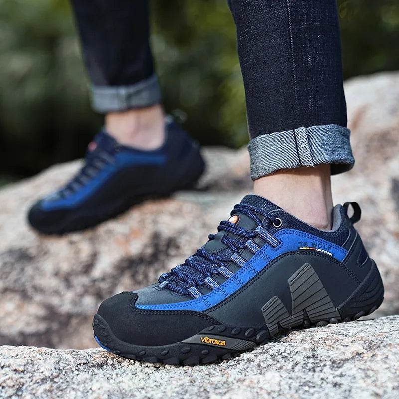 High quality Men's Trekking Shoes Genuine Leather Men Women Hiking Shoes Outdoor Waterproof Sport Climbing Men Sneakers - KICKSTART