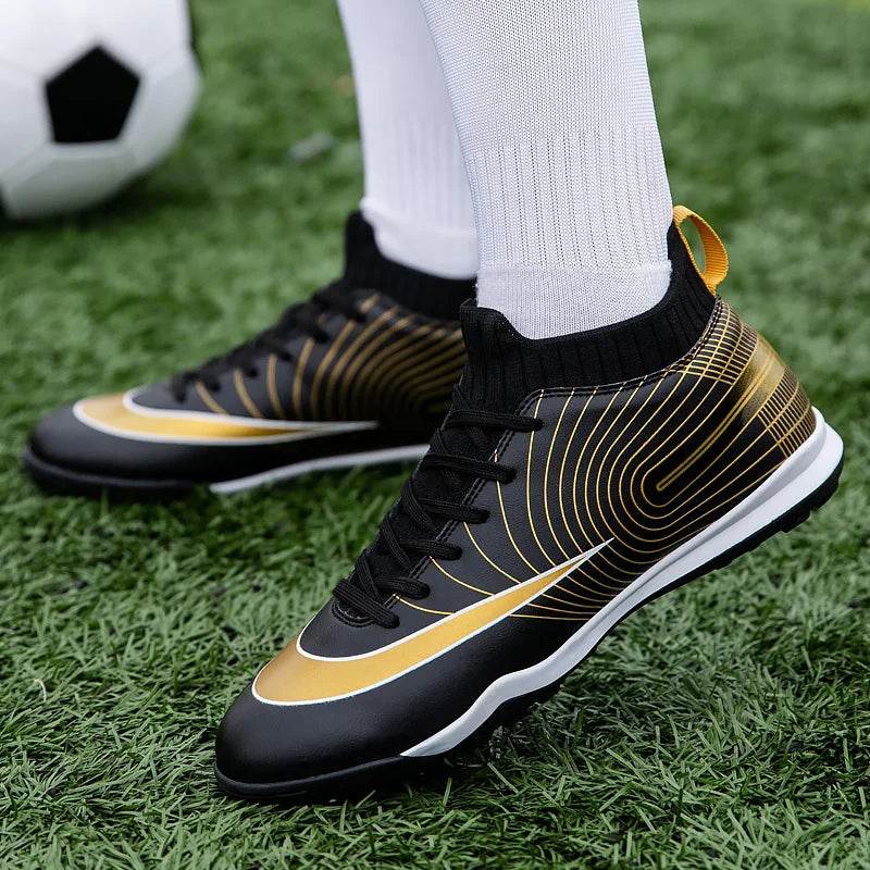 Men Soccer Shoes Professional Futsal Football Boots FG TF Kids Grass Cleats Football Shoes Gold Outdoor Training Soccer Boots - KICKSTART