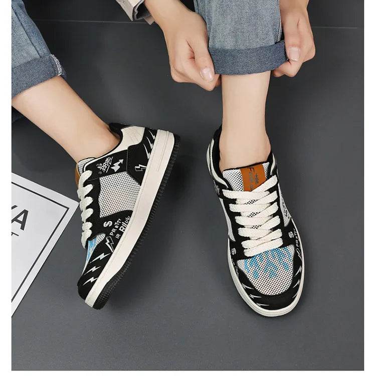 Brand Designer Red Men's Skateboarding Shoes Fashion Anime Sneakers Men Leather Casual Skate Sneaker Men Hip Hop Street Shoes - KICKSTART