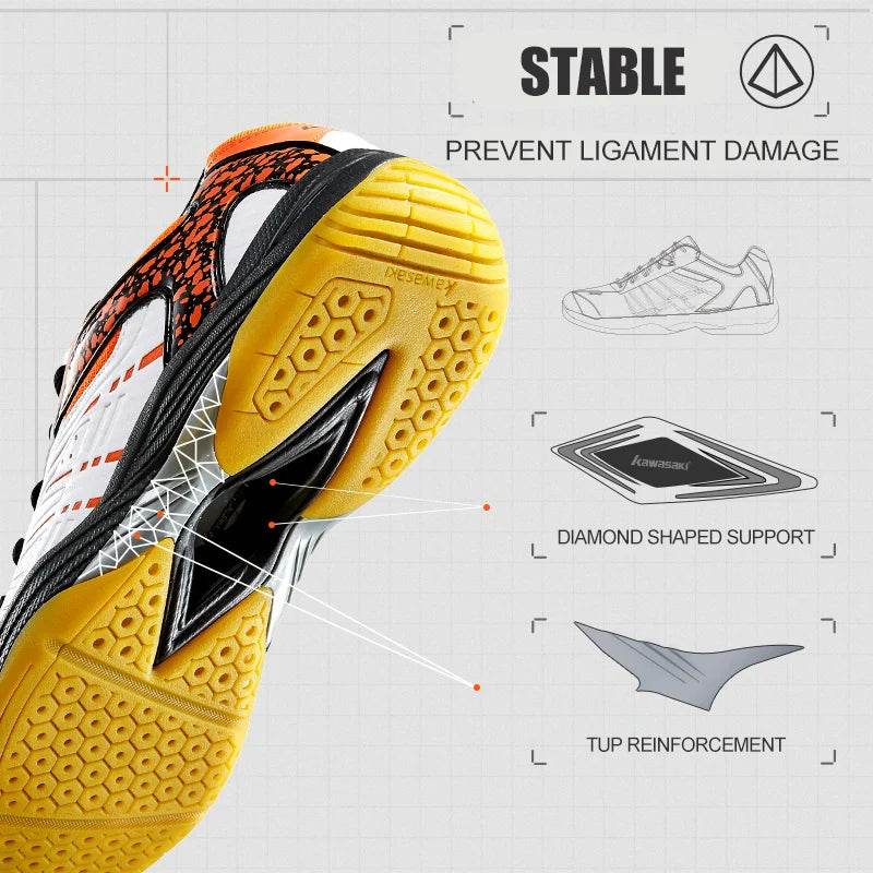 Kawasaki New Badminton Shoes Sneakers Mens Tennis Breathable Anti-Slippery Sport Shoes for Men Women K-065D - KICKSTART