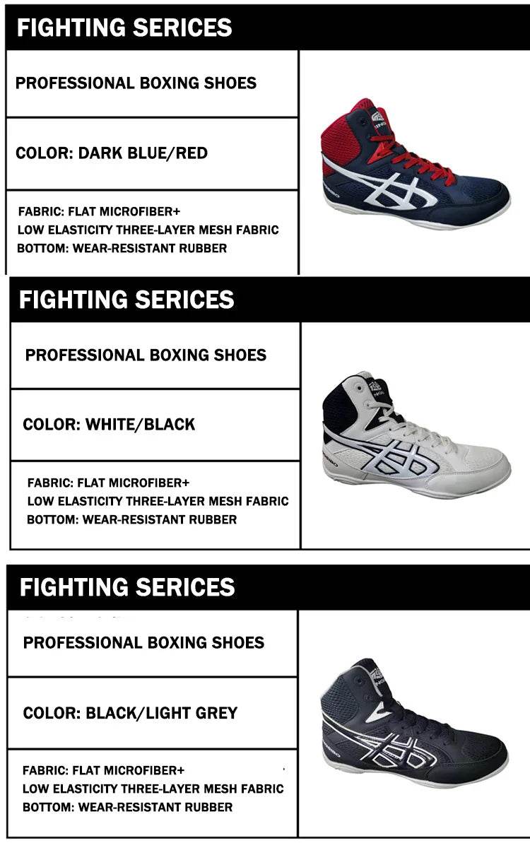 Brand MINGSIBO Pro Boxing Boots Competition Training Men's Women Wrestling Shoes Fighting Sanda Weightlifting Squat Shoes - KICKSTART