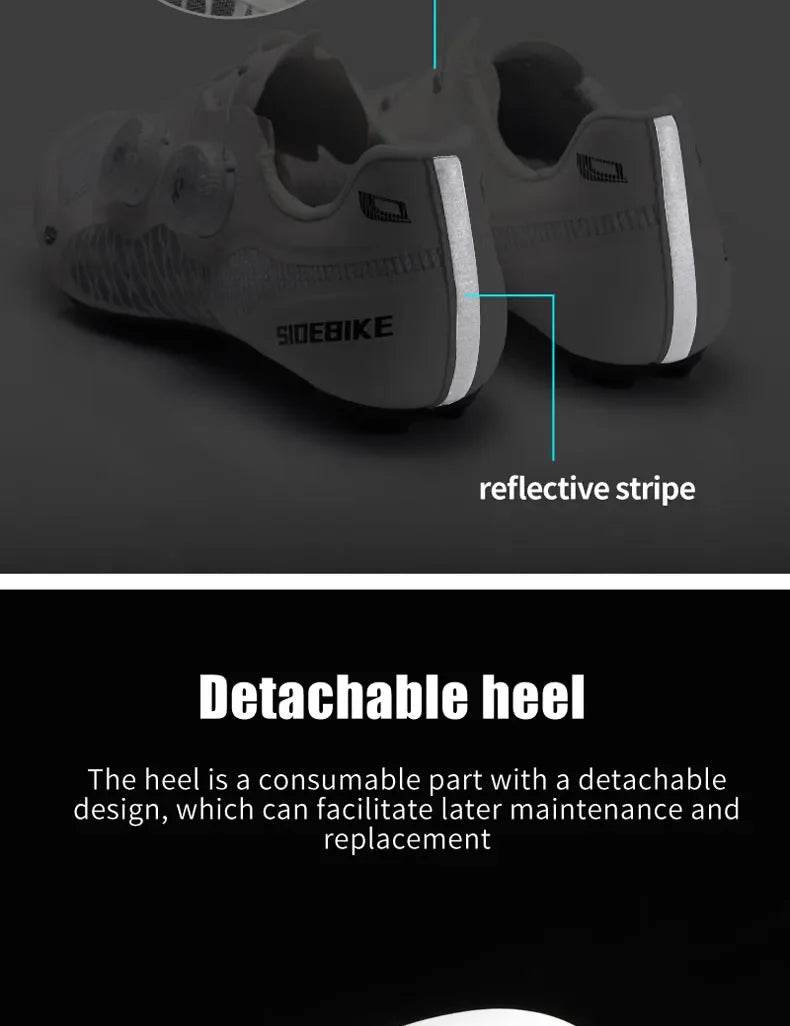 Sidebike ultralight 14 level hardness carbon fiber shoes road bike professional self-locking cleats cycling shoes breathing - KICKSTART