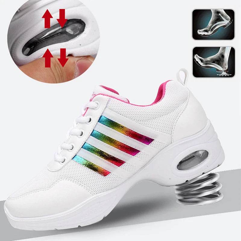 Dance Sneakers for Woman Jazz Shoes Mesh Modern Outsole Dance Sneakers Breathable Lightweight Dancing Fitness Shoes for Women - KICKSTART