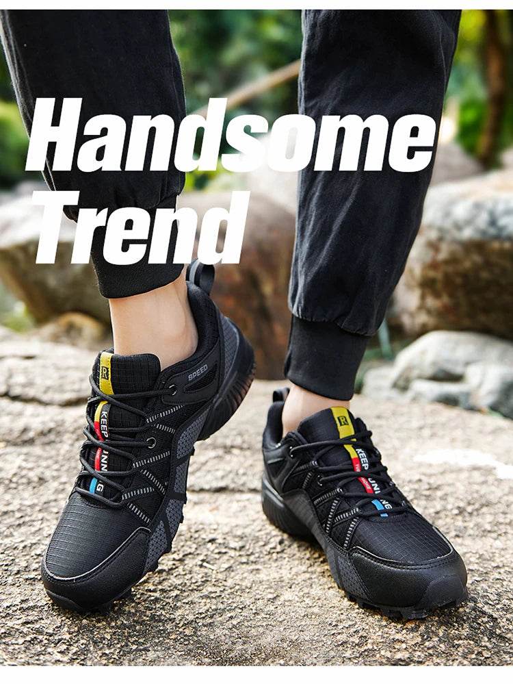 SMS New Men Shoes Sneakers Breathable Outdoor Mesh Hiking Shoes Casual Light Male Sport Shoes Comfortable Climbing Shoes - KICKSTART