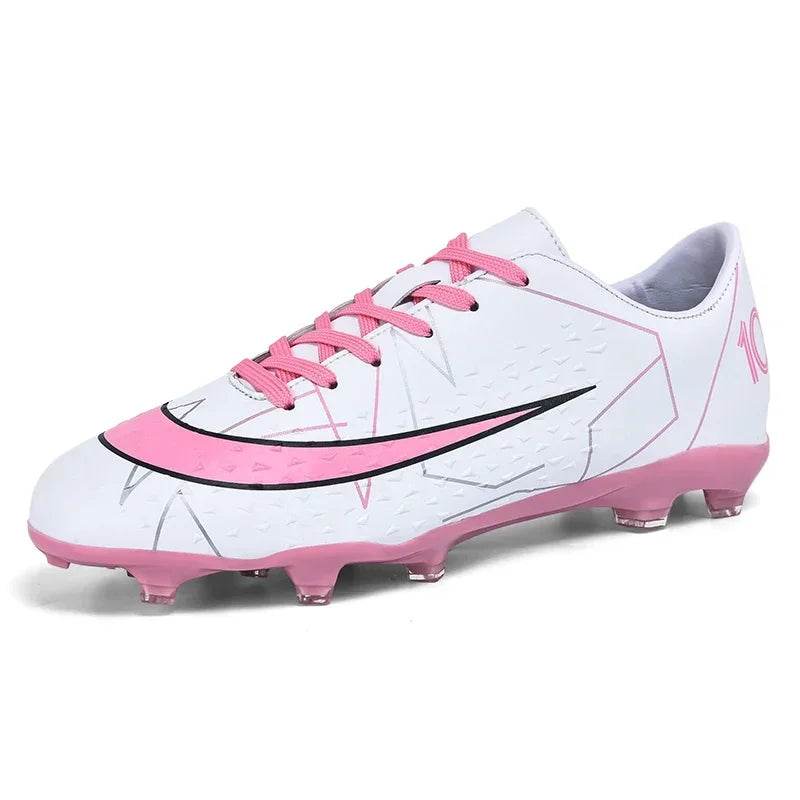 Fashion White Pink Football Sports Shoes Men Women Cheap Long Spikes Soccer Cleats Men Professional Futsal Shoes Zapatos Futbol - KICKSTART