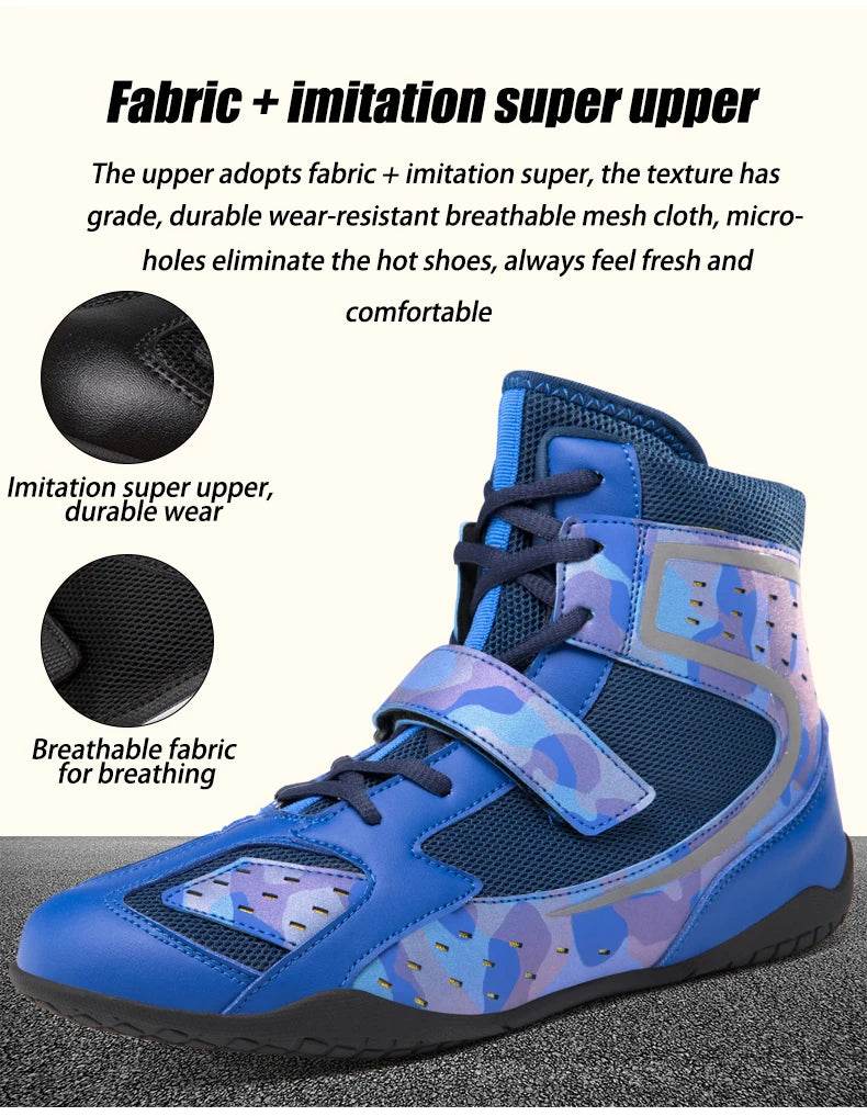 Professional Wrestling Shoes Youth Mesh Breathable and Anti Slip Boxing Wrestling Fighting Sports Shoes Fitness Training Shoes - KICKSTART