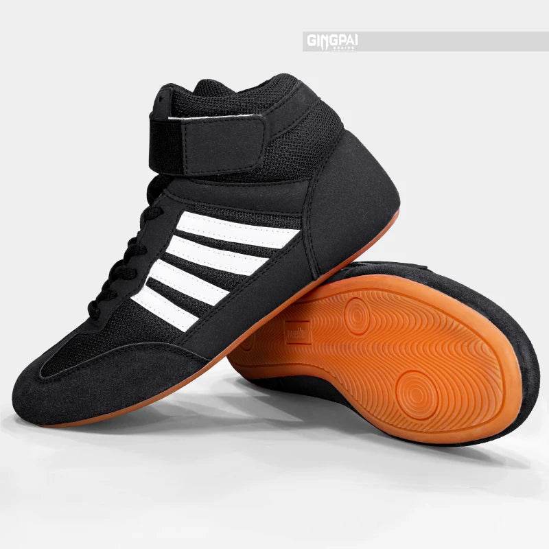 GINGPAI Wrestling Shoes Professional Boxing Shoes Men's Training Shoes Tendon Bottom Artificial Leather Sports Shoes Breathable - KICKSTART