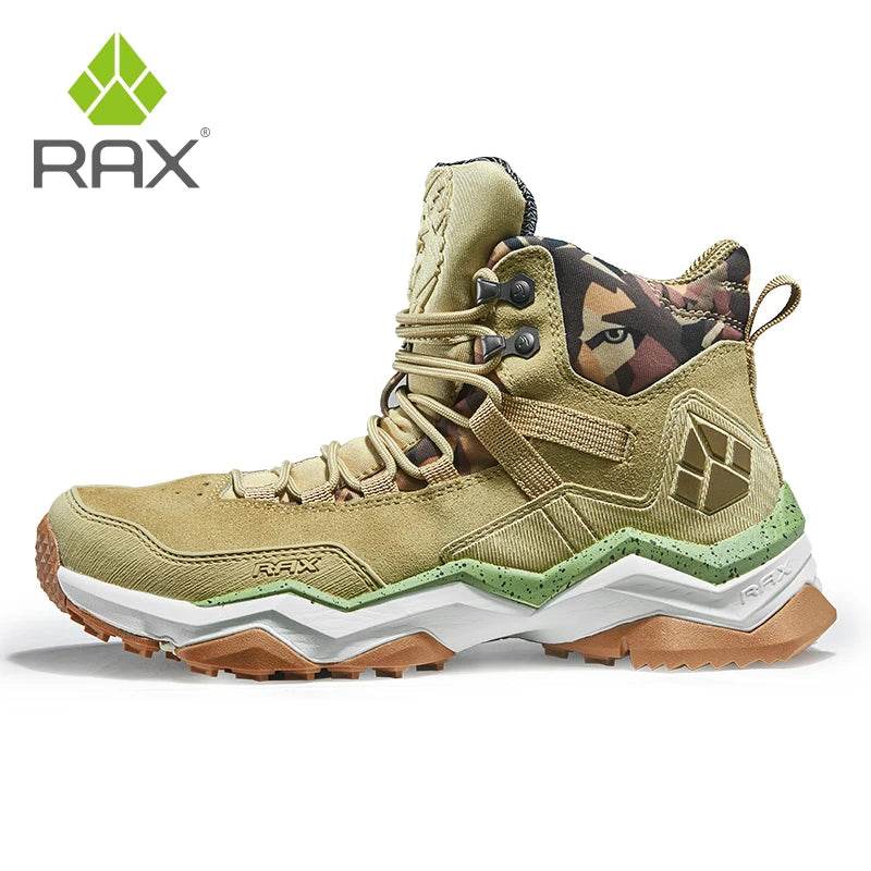 RAX Men Hiking Shoes Mid-top Waterproof Outdoor Sneaker Men Leather Trekking Boots Trail Camping Climbing Hunting Sneakers Women - KICKSTART