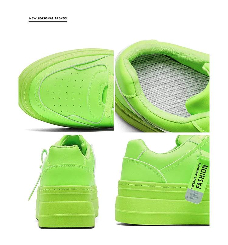 New Fashion Green Skateboard Shoes for Men Comfy Height-increasing Platform Shoes Men Non-slip Sports Shoes Zapatillas De Skate - KICKSTART