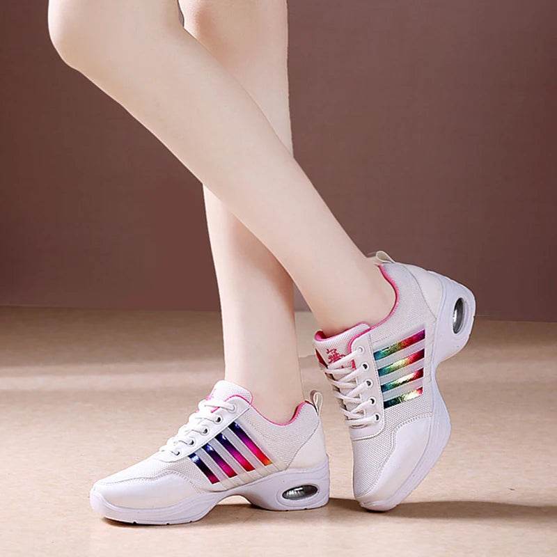 Dance Sneakers for Woman Jazz Shoes Mesh Modern Outsole Dance Sneakers Breathable Lightweight Dancing Fitness Shoes for Women - KICKSTART