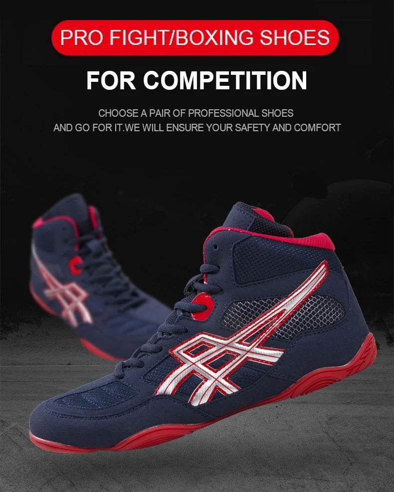 Original Mid Cut Pro Sambo Boots for Men Women Size 34-45 Wrestling Training Shoes Anti Slip Light Weight Gym Boxing Sneakers - KICKSTART