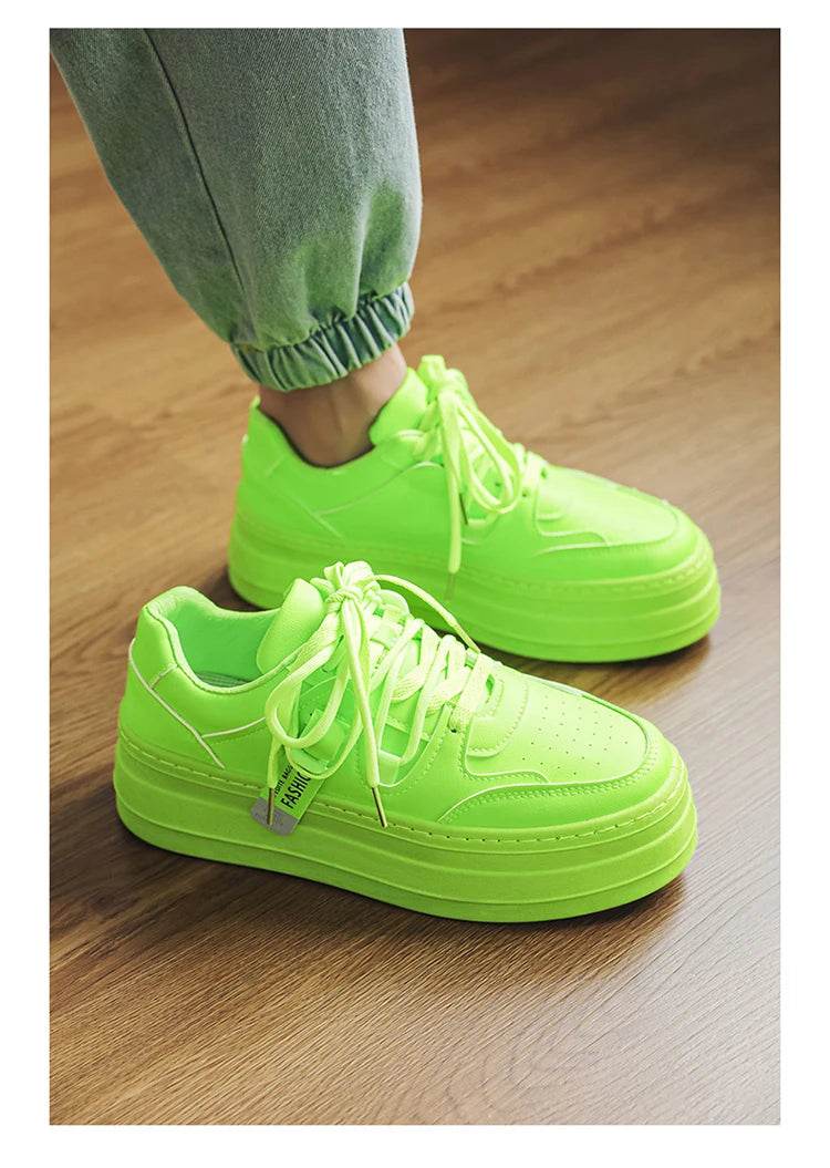 New Fashion Green Skateboard Shoes for Men Comfy Height-increasing Platform Shoes Men Non-slip Sports Shoes Zapatillas De Skate - KICKSTART